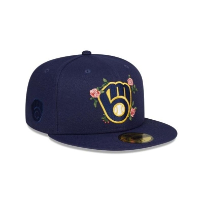 Blue Milwaukee Brewers Hat - New Era MLB Bloom 59FIFTY Fitted Caps USA5178642